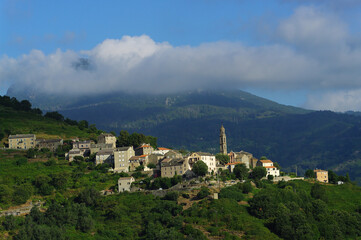 Fototapeta na wymiar Taglio-Isolaccio village in Corsica mountain
