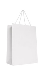 white shopping bag isolated on white background with clipping path and copy space for your text or logo