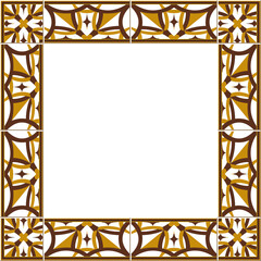 Antique square tile frame curve cross line kaleidoscope