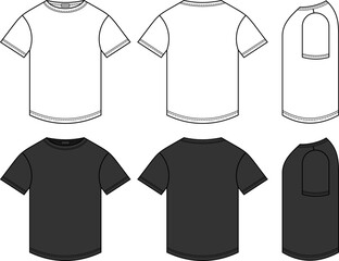 vector line art short sleeve t-shirt
