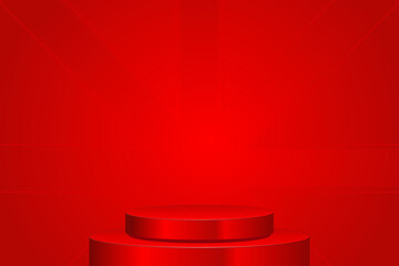 background mockup with a podium in red vector