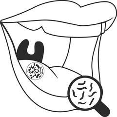 Oral infection icon, mouth infection icon black vector