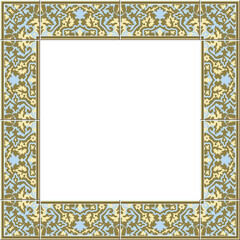Antique square tile frame botanic garden vintage pattern plant kaleidoscope