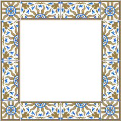 Antique square tile frame botanic garden vintage pattern curve cross kaleidoscope