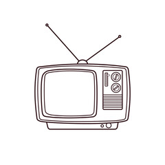 Illustration vector graphic of Television. Television line art style isolated on a pink background. The illustration is suitable for web landing page banners, flyers, stickers, cards, etc.	