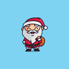Vector simple and cute cartoon santa claus happy smiling free illustrations
