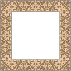 Antique square tile frame botanic garden vintage pattern plant kaleidoscope