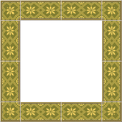 Antique square tile frame botanic garden vintage pattern geometry polygon star cross flower