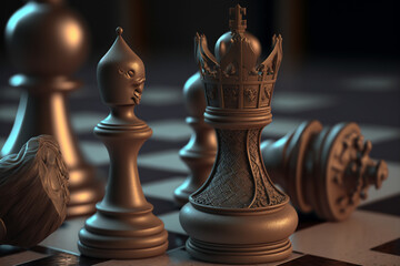 A close up of a set of chess pieces, Generative AI