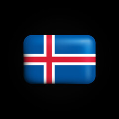 Iceland Flag 3D Icon. National Flag of Iceland. Vector illustration