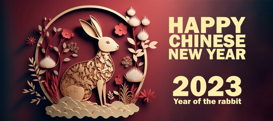 Happy Chinese new year 2023, year of the rabbit, generative ai