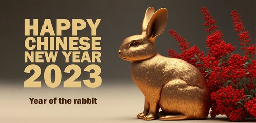 Happy Chinese new year 2023, year of the rabbit, generative ai