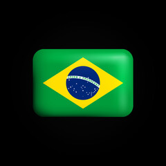 Brazil Flag 3D Icon. National Flag of Brazil. Vector illustration