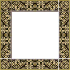 Antique square tile frame geometry polygon cross kaleidoscope