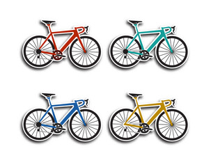 Set of paper sticker bundles with racing bike icons