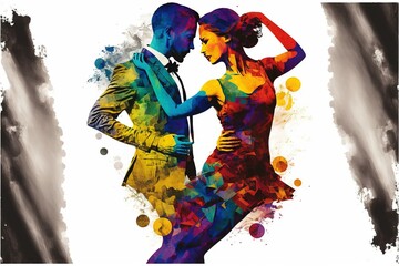 tango dance illustration , ai generated - obrazy, fototapety, plakaty
