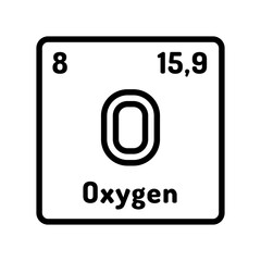 oxygen chemical element line icon vector. oxygen chemical element sign. isolated contour symbol black illustration