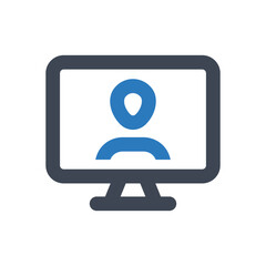 Computer User icon - vector illustration . computer, pc, user, account, profile, avatar, notebook, login, person, password, video call, line, outline, icons .