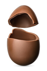 Chocolate Easter egg isolated on white.
