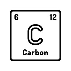 carbon chemical element line icon vector. carbon chemical element sign. isolated contour symbol black illustration
