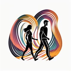Fototapeta na wymiar abstract illustration of a couple connecting with joy, AI generated image