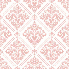Classic seamless pattern. Damask orient pink ornament. Classic vintage background. Orient ornament for fabric, wallpaper and packaging