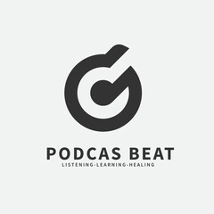 Trendy and simple podcast streaming logo design