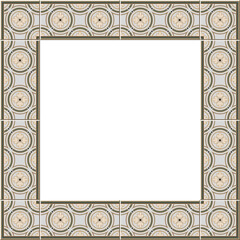 Antique square tile frame botanic garden vintage pattern round cross chain flower
