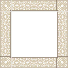 Obraz premium Antique square tile frame hand drawn geometry triangle cross line