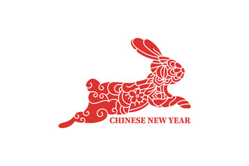 CHINESE NEW YEAR WITH DOODLE RABBIT VECTOR DESIGN