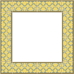 Antique square tile frame botanic garden vintage pattern oriental spiral curve cross chain