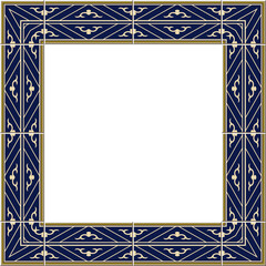 Obraz premium Antique square tile frame geometry cross line