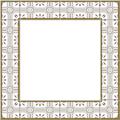 Antique square tile frame geometry polygon cross golden line