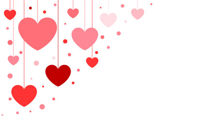 Fototapeta na wymiar Pink Heart Shape Hanging on thread background