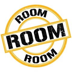 ROOM text on yellow-black round stamp sign