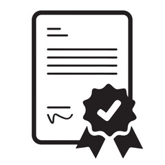 Academic / performance award certificate Icon vector file with tick.