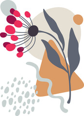 Hand drawn color spots with flower decor element flat icon