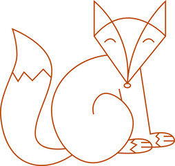 Simple contour fox illustration for kids coloring book