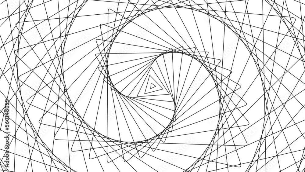 Poster triangle spin geometric on white background loop. spinning trigon radio waves endless creative anima