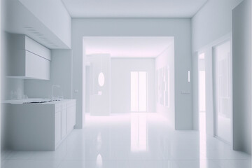 Fototapeta na wymiar 白色で統一された清潔な部屋 Generative AI