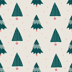 Seamless pattern with Christmas trees 