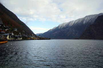 beautiful views  from the village of Hallstatt in winter.
