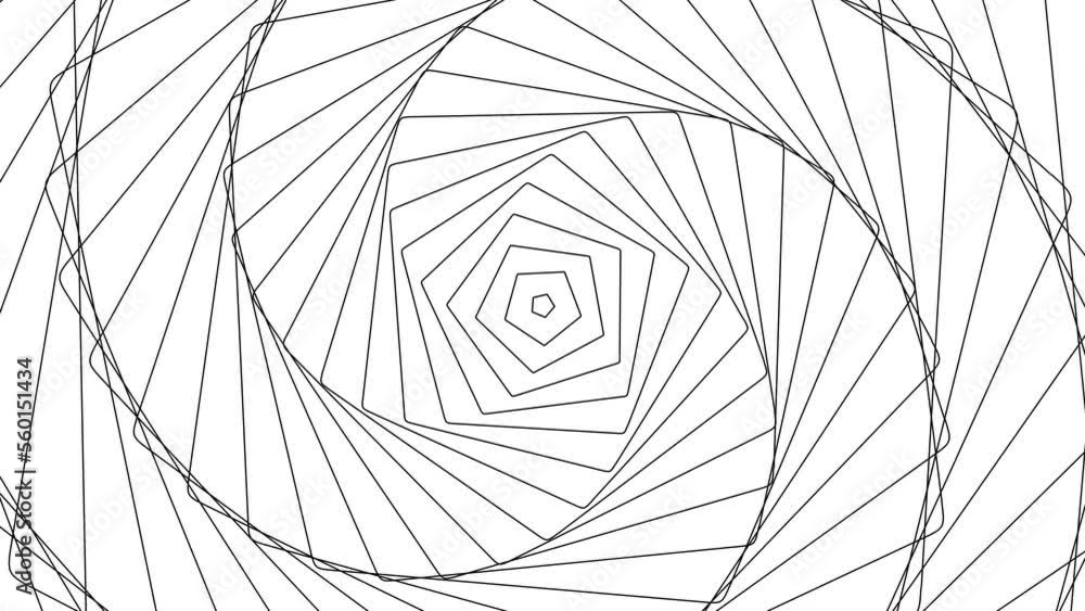 Poster pentagon spin geometric on white background loop. twisting radar sonar rings design. rotating pentag