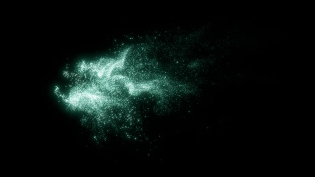 Glow particles with bubbles injection flow. Isolated for overlay