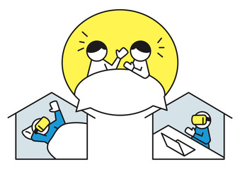 Two people talking while wearing VR goggles while being far away