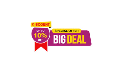 10 Percent BIG DEAL offer, clearance, promotion banner layout with sticker style. 
