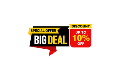 10 Percent BIG DEAL offer, clearance, promotion banner layout with sticker style. 
