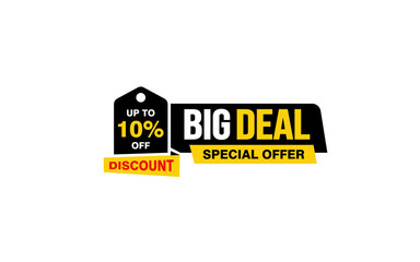 10 Percent BIG DEAL offer, clearance, promotion banner layout with sticker style. 
