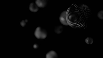 A microphone probe in close range with dark blur background (3D Rendering)