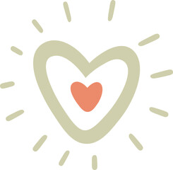 Heart element in boho style flat icon